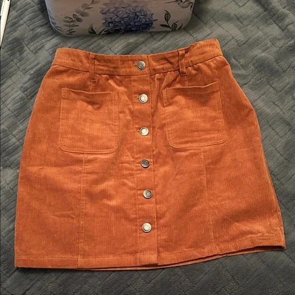 Grace & Lace Corduroy Mini Skirt in Warm Orange size 8 - Picture 1 of 5
